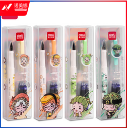 得力SF501卷卷国练字钢笔EF明尖(可擦纯蓝)(1笔+4墨囊/盒)