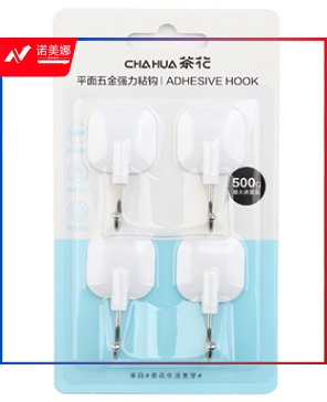 茶花(CHAHUA) 2912 平面五金强力粘钩(1*4)方形颜色随机(单位：组)