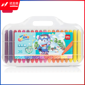 得力HM512-36_PP盒装萌咿滑雪粗圆杆食品级水彩笔(混)(盒)