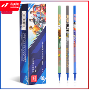 得力A5157正义联盟可擦中性笔替芯0.5mm拔帽全针管(晶蓝)(黑)(支)