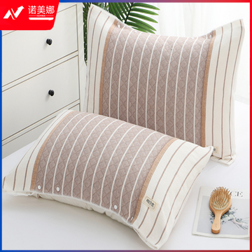 沐凡 枕套 纯棉包裹式枕头套 布什卡其50*60cm（对）