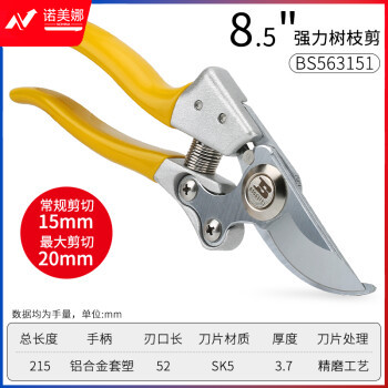 波斯（BOSI）强力款树枝剪花剪修枝园林工具粗枝剪修果树省力剪刀 BS563151（8.5寸）