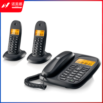 摩托罗拉 (Motorola) CL102C 数字无绳电话机 子母机 一拖二固定无线座机(黑色)