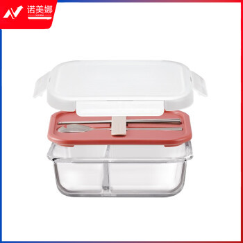 乐扣乐扣（LOCK&LOCK)LLG991CLPIK 玻璃饭盒分隔带餐具保鲜盒微波炉930ml盒上班族便当盒(2分隔930ML)粉色
