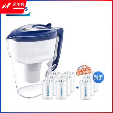 飞利浦（PHILIPS）WP2807 净水壶 家用滤水壶 厨房自来水过滤净水器 一壶九芯套装（含附件）