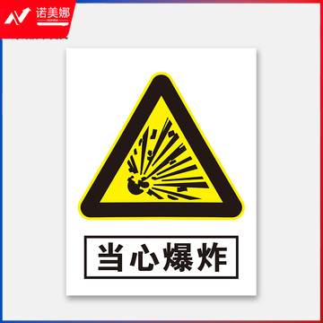 荣品 PVC当心安全国标警示标识牌验厂安检检查警示牌温馨提示标贴自带背胶订做定制 当心爆炸 220×300mm