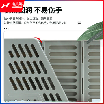 得力(deli)三联镂空桌面文件框 办公室桌面多层资料架子 三栏带标签稳固文件栏/文件筐 灰白色
