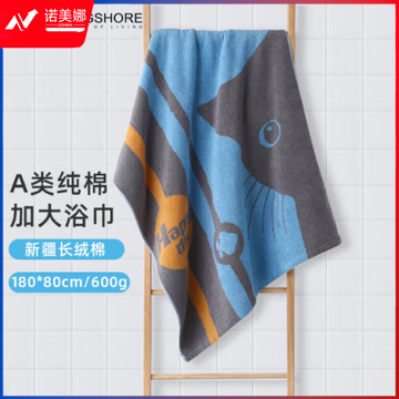 金号（KING SHORE）纯棉浴巾A类加大加厚家用柔软吸水单条装 蓝色180*80cm 600g/条