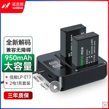 绿巨能（llano）佳能LP-E17相机电池/充电器套装 2电1充款 适用77D/760D/850D/750D/800D/M6/M3/M5单反数码相机电池