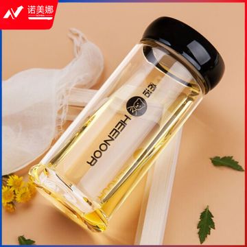 希诺XN-6008 460ML单层玻璃杯 耐热加厚大容量男女士高档车载泡茶杯带盖水杯子