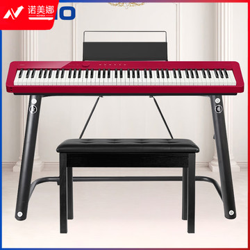 卡西欧（CASIO）电钢琴PX-S1100RD智能触摸屏88键重锤红色单机+时尚琴架