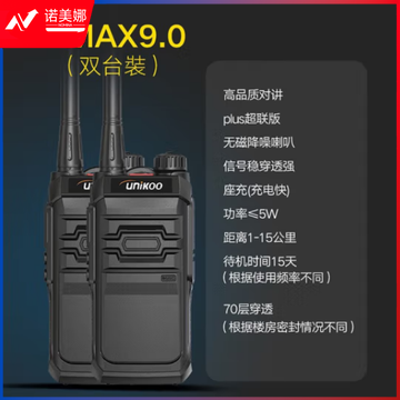 UNIKOO 对讲机 远距离 医院工地办公餐厅酒店安保4S户外大功率对讲机迷你民用手台 Max9.0【双台装】TC800EX