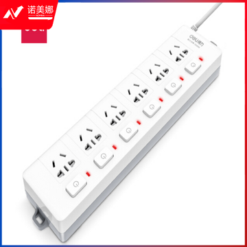得力3980-03插座_6组_3米_PVC袋装(白)(只)