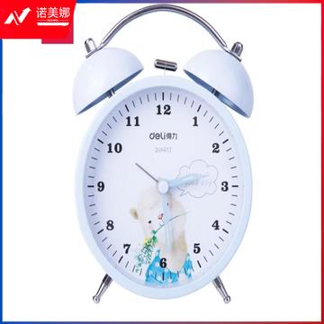 得力（deli）8836 简约夜光低噪音学生闹钟 蓝色