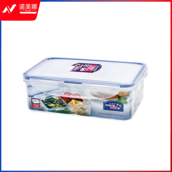 乐扣乐扣LOCK&LOCK HPL817C 保鲜盒饭盒塑料便当盒微波炉饭盒长方形密封盒水果冰箱收纳盒三分格1L