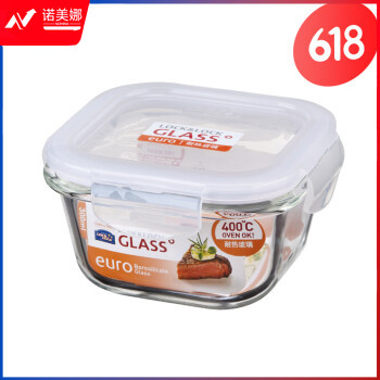 乐扣乐扣（LOCK&LOCK）LLG205 玻璃碗饭盒便当盒耐热玻璃保鲜盒餐盒微波炉饭碗 -方形300ml