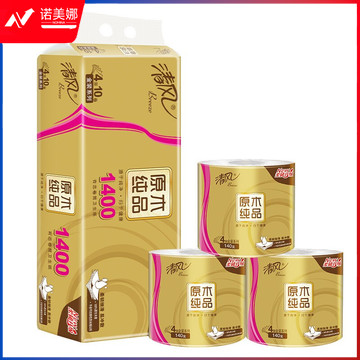 清风（APP）卷纸 原木金装 4层加厚140克卫生纸巾10卷（新老包装随机发货）