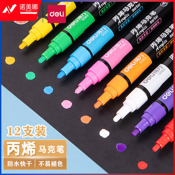 得力(deli)丙烯马克笔12色晴空色系 S583