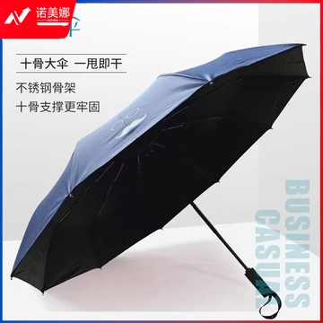天堂伞33592 10骨全自动雨伞 黑胶小胡子花纹（混色）