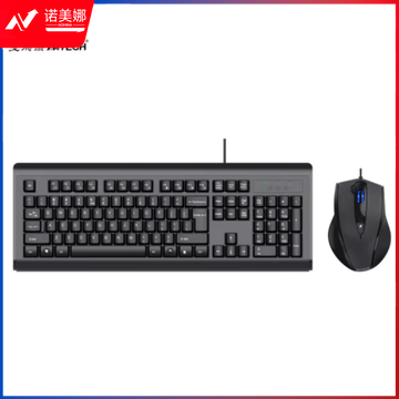 双飞燕(A4TECH) KB-N9000 键鼠套装有线键盘鼠标套装办公电脑鼠标键盘套装防泼溅 鼠标U口+键盘P口 黑色