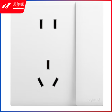 罗格朗(LEGRAND)开关插座面板 简悦系列陶瓷白色 86型墙壁插座 10A五孔带双控开关F6R/25/10USL