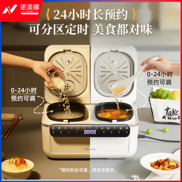 小熊（Bear）双胆电饭煲 电饭锅 2+2L微压多功能3-4人家用分控煲汤柴火饭智能预约迷你小型配双蒸笼DFB-Q40T5