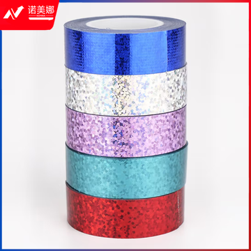 海斯迪克 HKL-436 镭射胶带 彩色闪光胶带DIY装饰布基胶布 宽1.5cm*长5m 镭射青色 12卷装
