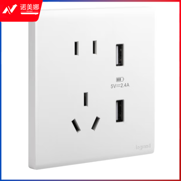 罗格朗(LEGRAND)开关插座 简悦系列陶瓷白色 86型墙壁插座 10A五孔带双USB插座F6/426/10US/U2