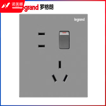 罗格朗(LEGRAND)开关插座面板 逸景深砂银灰色插座墙壁电源插座 10A五孔带开关K8/15/10USL-C3