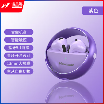 纽曼（Newmine）MK006真无线蓝牙耳机 半入耳舒适佩戴 长续航适用于小米华为苹果手机 紫色