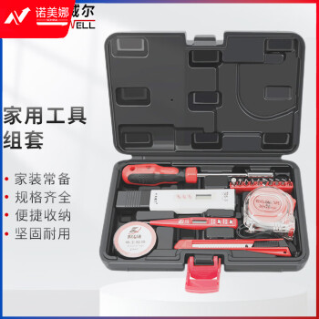 卡夫威尔16件家用工具箱套装螺丝批电笔卷尺美工刀水质检测笔组套 H3413A