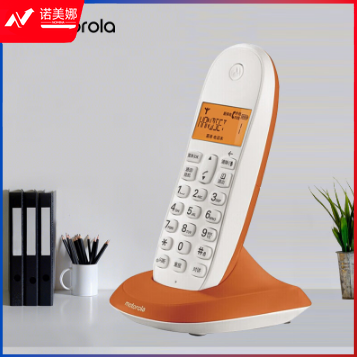 摩托罗拉(Motorola)C1001XC 数字无绳电话机 无线座机 子母机 单机 办公家用 来电显示 三方通话 (橙色) 