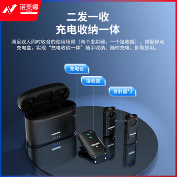 飞利浦（PHILIPS）DLM3542N无线领夹麦克风 小蜜蜂一拖二收音麦 相机电脑IOS安卓通用