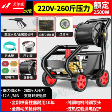 黑猫圣将高压洗车机 商用工业高压清洗机 220V大功率卷轴收纳工业高压洗车水枪洗车店养殖场水泵 神牛2 （2.5kw，220V单相）标准款