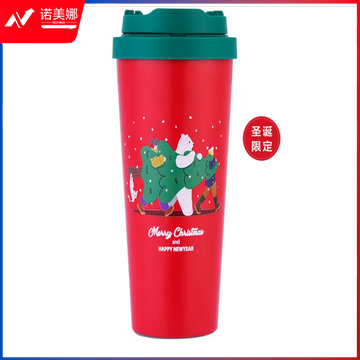 乐扣乐扣 LOCK&LOCK LHC3249RED-XM 316不锈钢便携保温杯 遇见元气弹跳大容量咖啡杯 550ml圣诞红色