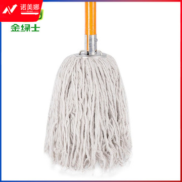 金绿士（KINRS）木杆拖把棉线老式墩布尘吸水拖把 白色圆头