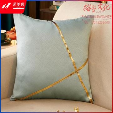 La Torretta 抱枕 纯色天鹅绒 腰靠 提花刺绣 淡雅蓝 45*45cm