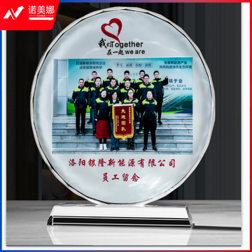 奖杯学生毕业纪念品赠礼水晶奖杯树脂彩印玻璃礼品工艺品同学聚会留念合照摆件奖杯经典太阳花14*13cm（下单前询价）