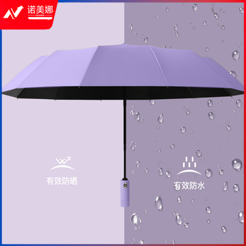红叶雨伞双龙骨12骨自动雨伞成人遮阳伞加厚黑胶太阳伞礼品广告雨伞-全自动十骨双骨（20根龙骨）紫罗兰