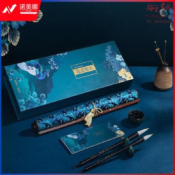 得力74268颐和园珍藏精品 锦缎卷轴水写布/毛笔/笔架/水碗 成人练字字帖文房四宝套装 笔墨纸砚书法
