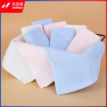 三利方巾10条装 纯棉便携手帕口水巾素色小毛巾 米*3 粉*3 蓝*4