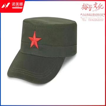 纯棉刺绣平顶帽男女通用户外遮阳帽休闲百搭鸭舌帽可调节军迷帽子 红星帽发一顶 可调节