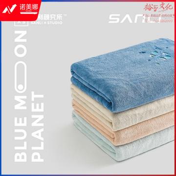 三利 抗菌刺绣浴巾A类加大加厚家用柔软吸水速干170*90cm 350g 深海蓝 3445(zhyghf_980300127)