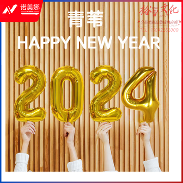 青苇新年元旦装饰16寸2024数字气球套装年会聚会活动布置拍照道具金色