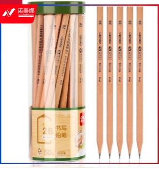 得力2B铅笔(deli) 2B铅笔原木桶装2B铅笔六角铅笔