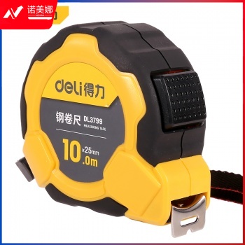 得力工具 型号 DL3799 10m×25mm 钢卷尺 高精度随身 迷你钢卷尺 量尺 测量 橡塑钢卷尺