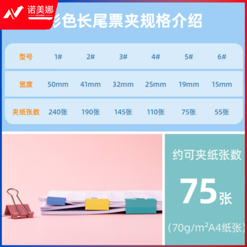 得力(deli)彩色长尾夹燕尾夹 19mm/100只(大桶)