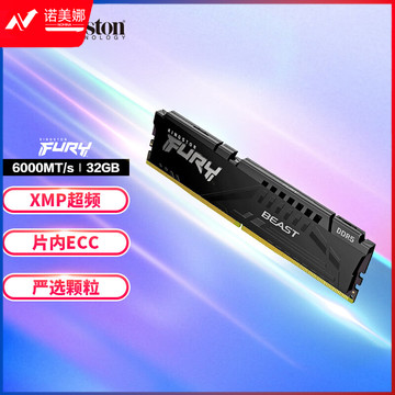 金士顿 (Kingston) FURY 32GB DDR5 6000 台式机内存条 Beast野兽系列 骇客神条 DDR5 野兽