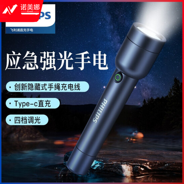 飞利浦(PHILIPS) 手电筒强光手电 Type-C充电多功能家用便携手电筒 SFL1236黑色 Y DBJ2023041714392210