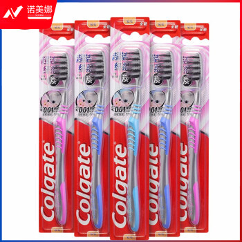 高露洁(Colgate)超洁纤柔备长炭软毛成人牙刷 5支装DBJ202306270810127